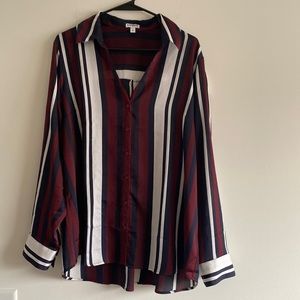 Express button down vertical striped collared shirt, size XL
